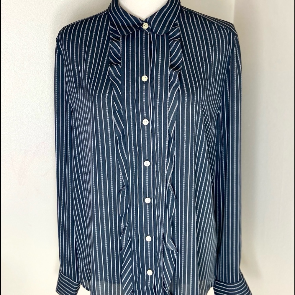 Ann Taylor  Loft button down ruffle front Blouse